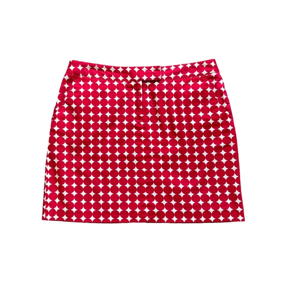 Larry Levine- Magenta, Circle Print, Classic Stretch Mini Skirt, Size 10